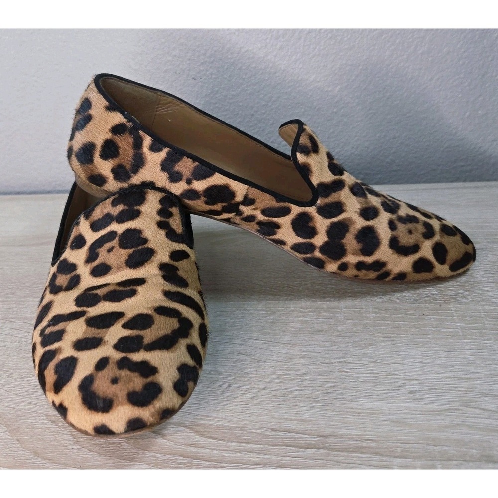 J.Crew Factory Leopard Calf Hair Loafers Size 8 Slip On Flats